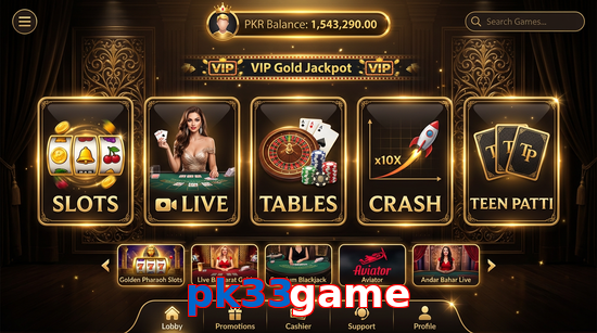 Main screen of Pk33game casino page for PK players